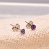 Purple Cubic Zirconia Studs Sterling Silver Earrings, 3 mm Amethyst