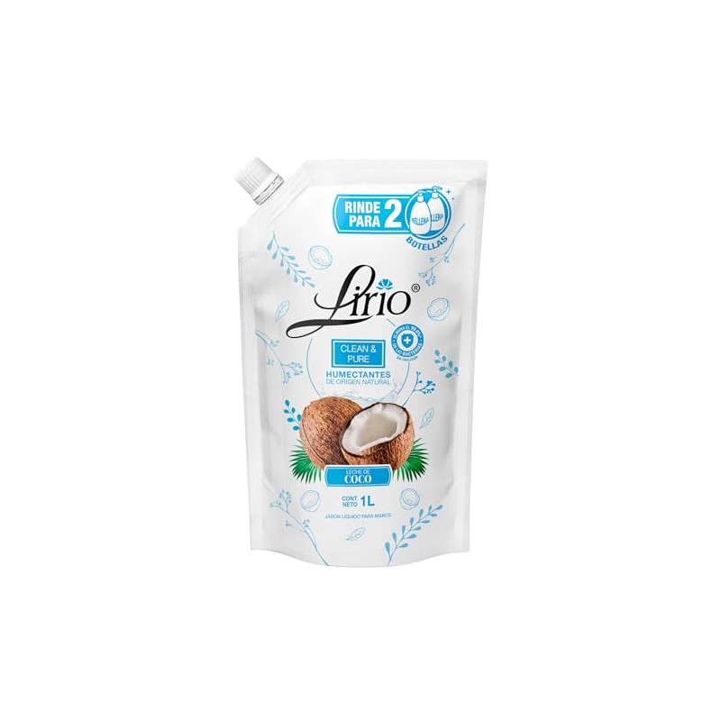 Jabón líquido de manos Lirio Clean & Pure Coco 1Lt