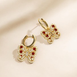 HOTIE Butterfly Earrings for Women: 925 Sterling Silver Butterfly Hoop Dangle Stud Earings Gold Butterfly Earrings Jewelry Mothers Day gifts for Wife Birthday Anniversary