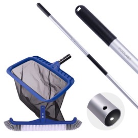 POOLAZA Pool Skimmer Net & Pool Brush with 10.5FT Aluminum Pool Pole