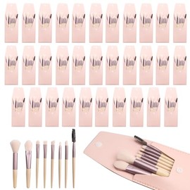 Set De 32 Brochas De Maquillaje De Viaje, Brochas De Fibra Sintética Para Base De Maquillaje Facial, Regalo Para Damas De Honor Con Neceser De Viaje P