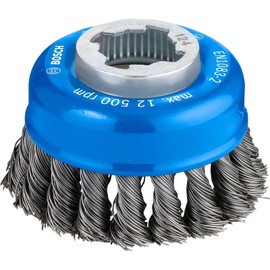 Bosch Professional 1 x Braided Cup Brush Heavy (for Metal, X-LOCK, Diameter 75 mm, Wire Thickness 0.5 mm, for Diameter 125 mm, Accessories Angle Grinder)