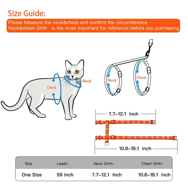 Cat Harness and Leash Set Gold Moons Soft Nylon Escape
