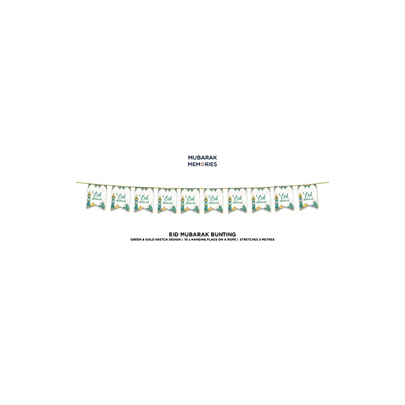 Eid Mubarak Bunting Party Flags - 10 Flags - Eid