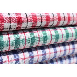 QCS Towel - Pack of 10 Colured Check Tea Towels Assorted Colours 43cm x 68cm Cleaning Dish Drying Cloth