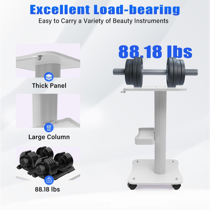 3-Tier Beauty Rolling Cart with Storage Trays Beauty Salon Trolley