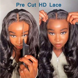 BestFun 26 Inch Wear and Go Glueless Wigs Human Hair Pre Cut 6X4 HD lace Body Wave Put on Wigs Human Hair Pre Plucked 180% Density 3 Seconds to Wear Easy Glueless Wigs for Beginners