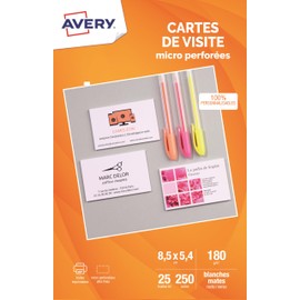 Avery 250 Business Cards Micro-Perforated 85x54 mm 185 g/m²