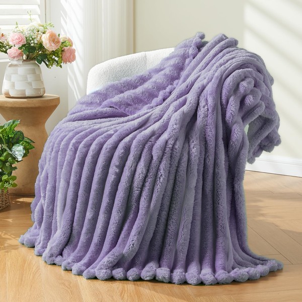 NEWCOSPLAY Super Soft Throw Blanket Lavender Premium Silky Flannel Fleece
