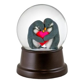 Cuddly Penguins in Love Snow Globe by The San Francisco Music Box