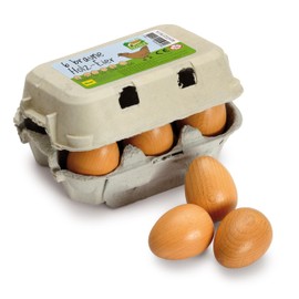 Erzi- Brown Eggs Giocattolo-Scatola da Sei Uova, Marrone, 3.7 x 15.2 x 10.5 cm, 17011