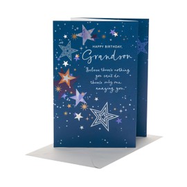 UK Greetings | Birthday Card for Grandson | Happy Birthday Gifts | Him, Boys, Men | Stars Design | With Envelope | 155 x 235 mm