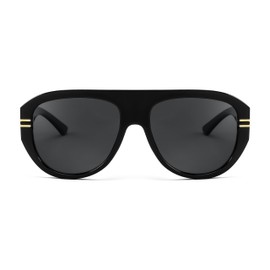 FEISEDY B4150 Retro Polarised Sunglasses for Men and Women, Trendy 70s Vintage Designer Glasses, Large with UV400 Protection, black