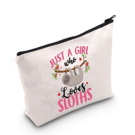MEIKIUP Sloths Gifts for Girl Sloth Lover Makeup Bag Animal Lovers Makeup Bag Zipper Purse Just A Girl Who Loves Sloths (CA Girl Loves Sloths Bag)