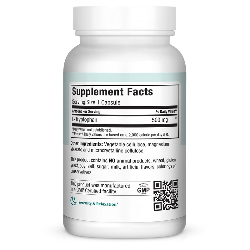 Maxi Health L-Tryptophan 500mg - Mood & Sleep Formula -