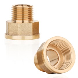 3/4" Female to 1/2" Male BSP Thread Hex Bushing Reducing Connector,2Pcs 1/2 to 3/4 Brass Hose Connecting Conversion Adapter Hose Connectors for Water Gas Shower Pipe Connecting