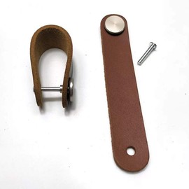 6pcs Leather Furniture Door Handle Modern Europe Style Pull Handle Knob for Doors Cabinets Cupboards Suitcase (Small, Brown)