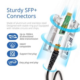 H!Fiber.com Pack of 4, 10Gb/s SFP+ DAC Cable, 2 Metre (6.6 ft), 10GBase-CU Passive Direct Copper Twinax SFP+ Cable for Cisco SFP-H10GB-CU2M, Ubiquiti, Netgear, and Other Open Switches and NIC