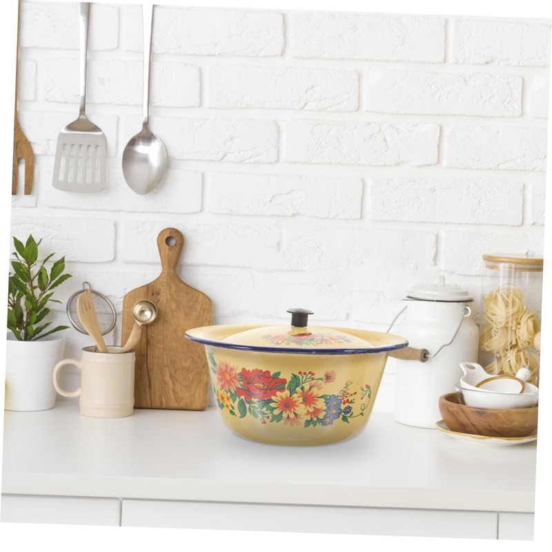 Zerodeko Retro Enamel Bowl Vintage Kitchen Basin Household Enamelware with