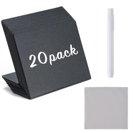 BOOMIBOO 20 Pack 4"x3"Mini Chalkboard Signs, Reusable and Reserved Table Signs, Easy to Write and Wipe Out, Food Labels for Parties - Buffets - Birthdays -Bakery-Table Numbers-Weddings