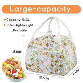 Lunch Bag for Women Insulated Lunch Box Cute Corduroy Lunch Tote Bags Reusable Large Capacity Cooler Bag for Travel Work Picnic