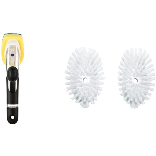 OXO Good Grips Soap Dispensing Dish Scrub & Good Grips Soap Dispensing Dish Brush Refills, 2-Pack,White,2 CT
