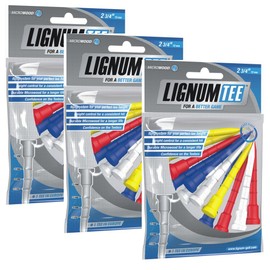 Lignum Golf Tees – Bag of 12 72 mm Long (Pack of 36), Colour: Multicoloured