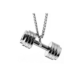 Hanessa Jewellery for Men Necklace with Dumbbell Pendant Titanium Steel in Silver/Gold/Black Gift for Husband/Boyfriend/Men, No Gemstone