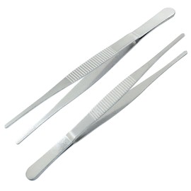 Cionyce 2 Pcs 6 Inch Stainless Steel Forceps, straight Metal Tweezers General Application for Kitchen, Crafts, Plants