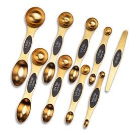 Gold Measuring Spoon Measuring Spoon Magnet Stainless Steel Colorful Double End Measuring Spoons Set of 9 Seasoning Spoon Baking Kitchen Tools