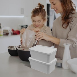 Kichvoe Ice Cream Container with Lid Rectangle Dessert Storage Tubs Food Keeper Freezer Box Airtight Snack Bowl Container