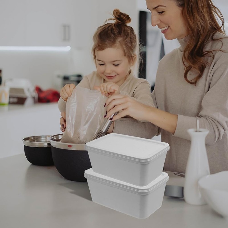Kichvoe Ice Cream Container with Lid Rectangle Dessert Storage Tubs