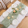 Aoksunova Cheesecloth Wedding Table Runner, Eucalyptus Green, Muslin, Chiffon, 400