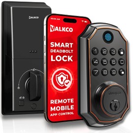 VALKCO Smart Door Lock V5O5BF, Keyless Entry Door Lock with Keypad and Bluetooth App Control, Fingerprint Deadbolt, Smart Door Lock for Front Door, Auto Lock, IP54 Weatherproof, Easy Installation.