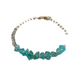 LKBEADS Unisex apatite & labradorite 5-9 mm mix beads 7 inch stacking bracelet with 925 sterling silver - gold plated clasp, Stone Sterling Silver Metal, Apatite & Labradorite