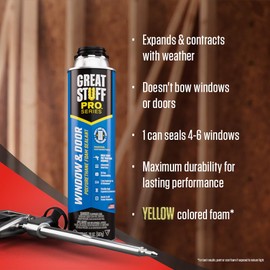 GREAT STUFF PRO Great Stuff Foam Sealant Kit - Great Stuff Pro Window and Door 20oz, Great Stuff Foam Gun, Great Stuff Gun Cleaner 12oz, Great Stuff Gloves. Yellow Color, Spray Foam Insulation