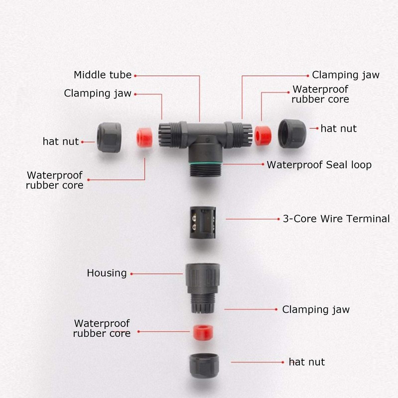 Uds Ip68 3 Vías en Forma de T Conector Ip68
