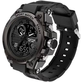 Military Watch Men's Sports Watch Outdoor Tactical Watch Digital 5 ATM Waterproof Watches Men Alarm Clock Stopwatch Wrist Watch Calendar Countdown Date, A-Black