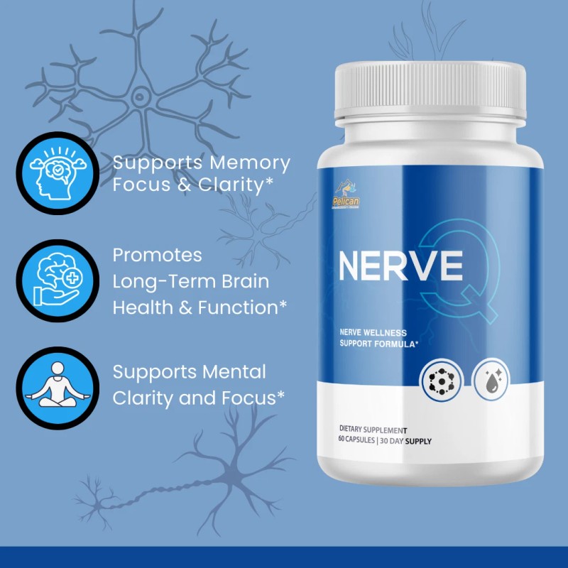 Pelican Vitamins NERVE Q- Brain Support- 10 Bottles- 600 Capsules