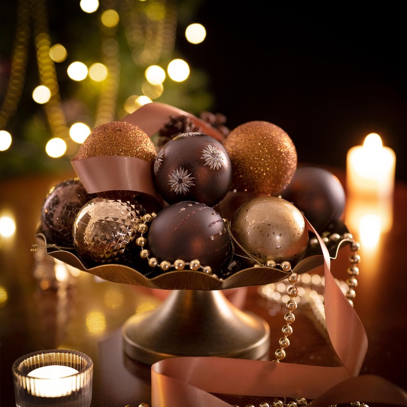Valery Madelyn Christmas Tree Decorations Copper Baubles,16pcs 6cm Bronze Luxury