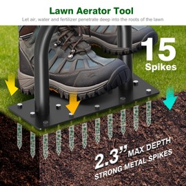 Coopvivi Lawn Aerator Tool - Grass & Soil Aerator for Lawn & Yard Care, Durable Manual Lawn Aerator for Healthy Grass, Compact Soil & Easy-to-Use Spike Plug Aerator