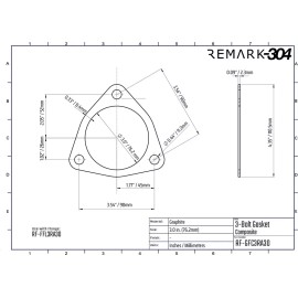 REMARK304 3" 3-Bolt (Round Bolt Holes) Triangle Exhaust Flange Gasket - Graphite