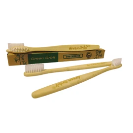Green Orbit Cepillos de Dientes de Bambu, Pack de 10, Cerdas Multicolores, Vegano, Ecologico (Blanco, Adulto)