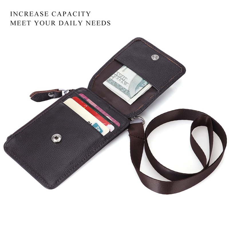 HAWEE Men's ID Card Holder, Card Case, Name Holder, Zipper,