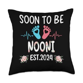 Soon To Be NOONI Est.2024 Funny Pregnancy Announcement Baby Throw Pillow, 18x18, Multicolor