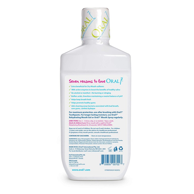 Oral7 Dry Mouth Mouthwash Alcohol Free Oral Rinse with Xylitol,