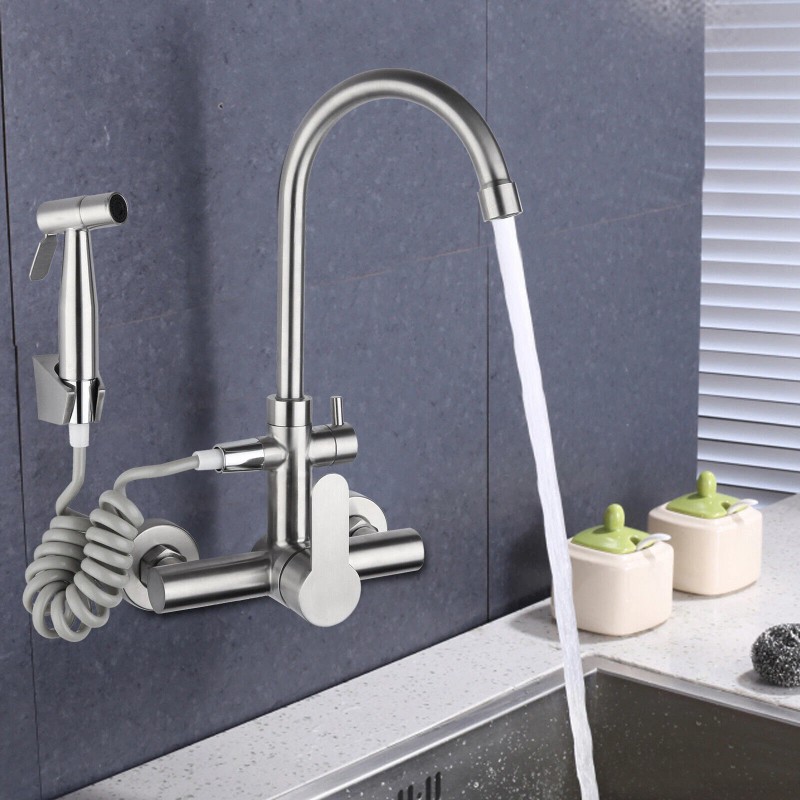 GDRASUYA10 Wall Mount Kitchen Faucet Stainless 360?? Rotation Commercial Sink