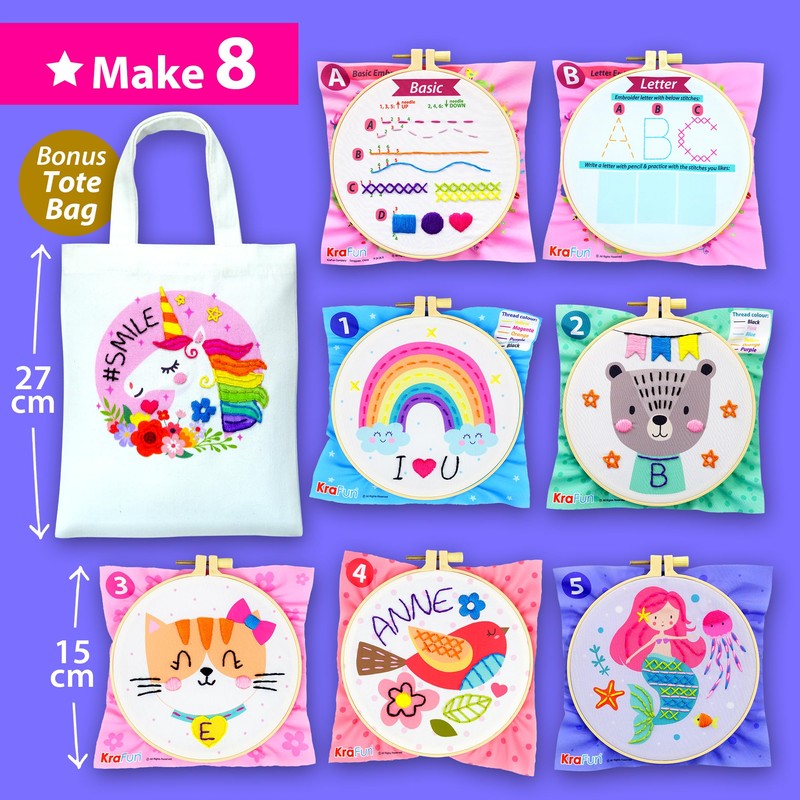 KRAFUN My First Embroidery Kit for Beginners Kids and Teenagers