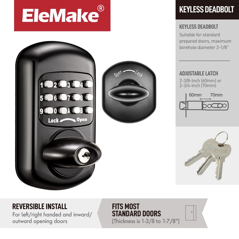 Keyless Entry Keypad Deadbolt - Digital & Mechanical Door Lock,