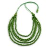 Avalaya Lime Green Multistrand Layered Wood Bead with Cotton Cord